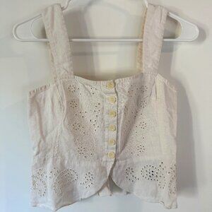 Free People Eyelet Linen Tank Top